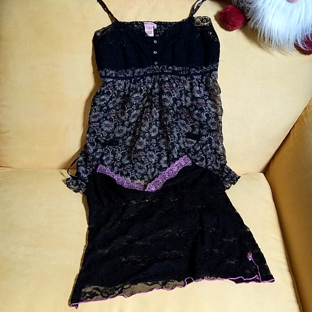 2 black and pink camisoles size large